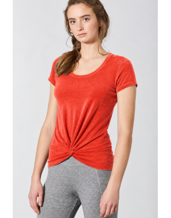 Yoga T-Shirt Knotendetail Hanf/Biobaumwolle Slim Fit - brick [d3eff1183b84db6c1dd4f90211900646]