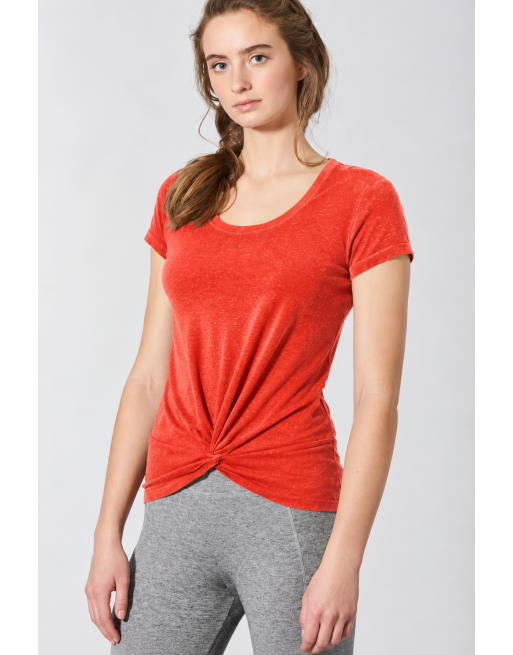Yoga T-Shirt Knotendetail Hanf/Biobaumwolle Slim Fit - brick [d3eff1183b84db6c1dd4f90211900646]