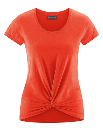 Yoga T-Shirt Knotendetail Hanf/Biobaumwolle Slim Fit - brick [f2b4dece115fdf3b7bd26665f11e12c3]