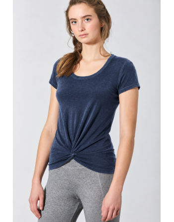 Yoga T-Shirt Knotendetail Hanf/Biobaumwolle Slim Fit - navy [3e8c2e00f501b851eb67c414a6c95976]
