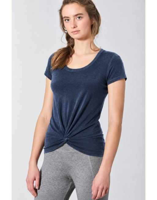 Yoga T-Shirt Knotendetail Hanf/Biobaumwolle Slim Fit - navy [3e8c2e00f501b851eb67c414a6c95976]