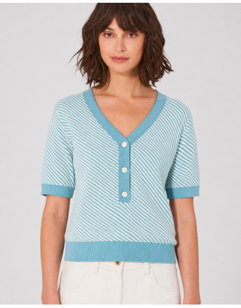 Modischer Halbarmpullover Hanf/Biobaumwolle Damen Normal Fit - wave [11ab663ccdd206f89132149910616534]