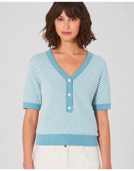Modischer Halbarmpullover Hanf/Biobaumwolle Damen Normal Fit - wave [11ab663ccdd206f89132149910616534]