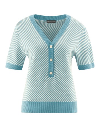 Modischer Halbarmpullover Hanf/Biobaumwolle Damen Normal Fit - wave [842c96cb165e4ea17797b1a7ff721372]