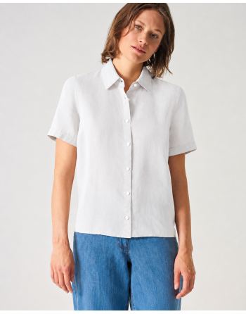 Kurzarmbluse aus reinem 100% Hanf Normal Fit - white [6642cdf672582b3194d587e3086fcd04]