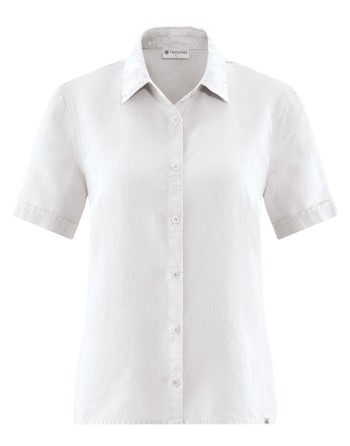 Kurzarmbluse aus reinem 100% Hanf Normal Fit - white [65c134efbd93531f74c833832b82ad19]