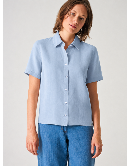 Kurzarmbluse aus reinem 100% Hanf Normal Fit - smoke [b44bb9e6483ac91ab9e3ee6daf2304dc]