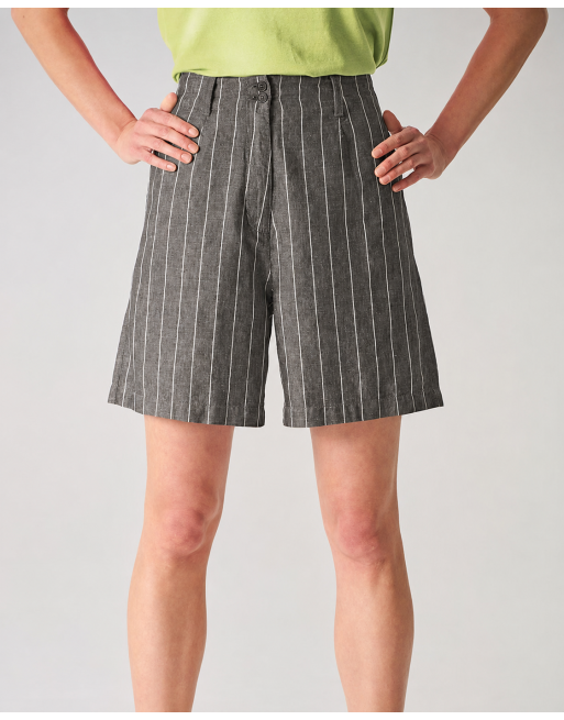 Gestreifte Damenhose aus Hanf/Biobaumwolle - asphalt [56d2b031253523494b8f75c4bcf579b9]