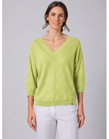 Gestrickter Sweater aus Slub Garn Hanf/Biobaumwolle Damen Normal Fit - bamboo [7f5783de312a7304cc19937b51fc8ded]