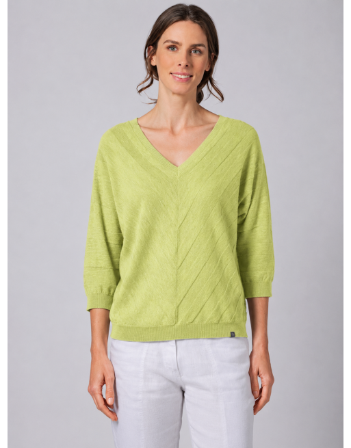 Gestrickter Sweater aus Slub Garn Hanf/Biobaumwolle Damen Normal Fit - bamboo [7f5783de312a7304cc19937b51fc8ded]