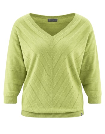 Gestrickter Sweater aus Slub Garn Hanf/Biobaumwolle Damen Normal Fit - bamboo [6ea9a913cf96c112ea7aa96741ca378c]