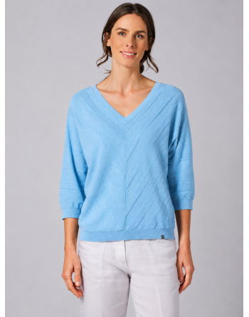Gestrickter Sweater aus Slub Garn Hanf/Biobaumwolle Damen Normal Fit - glacier [bc1c98a79be6c6d70f257ddc5d853066]