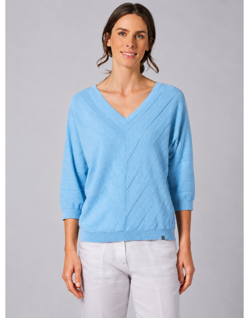 Gestrickter Sweater aus Slub Garn Hanf/Biobaumwolle Damen Normal Fit - glacier [bc1c98a79be6c6d70f257ddc5d853066]