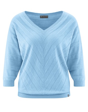 Gestrickter Sweater aus Slub Garn Hanf/Biobaumwolle Damen Normal Fit - glacier [dc4ccd2ec0aeba7988f99e3cc6a7f08a]
