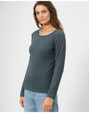 Gestreiftes Damen Langarmshirt aus Hanf/Biobaumwolle Normal Fit - black [e830943a1a7173f334e4cf6d0e28bba8]