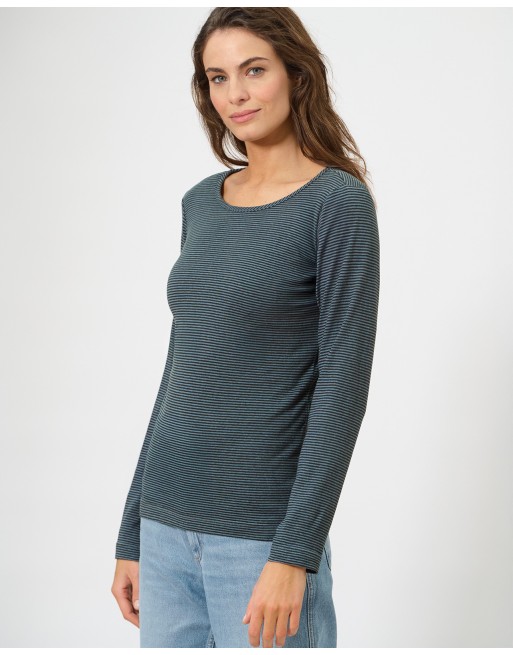 Gestreiftes Damen Langarmshirt aus Hanf/Biobaumwolle Normal Fit - black [e830943a1a7173f334e4cf6d0e28bba8]