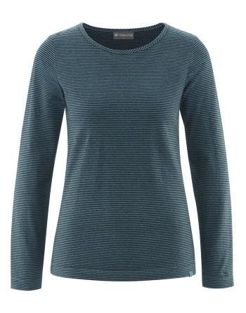 Gestreiftes Damen Langarmshirt aus Hanf/Biobaumwolle Normal Fit - black [f44854e4055d18b36df16220ab6fb078]