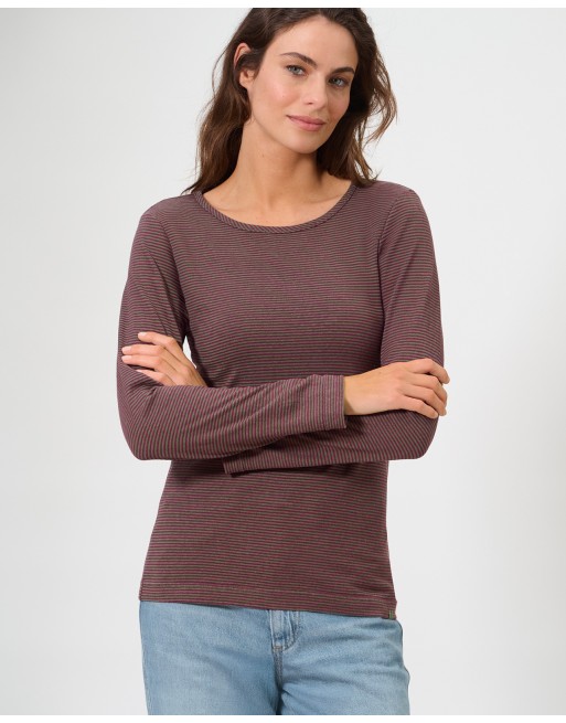 Gestreiftes Damen Langarmshirt aus Hanf/Biobaumwolle Normal Fit - moss [e63e0bc78356284ae05d4ec289b11af6]