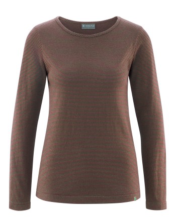Gestreiftes Damen Langarmshirt aus Hanf/Biobaumwolle Normal Fit - moss [db3905f0928529d38f416a783b76f90c]