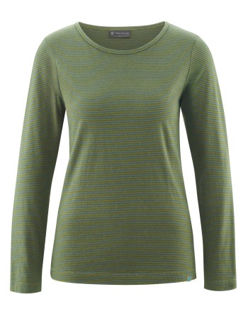 Gestreiftes Damen Langarmshirt aus Hanf/Biobaumwolle Normal Fit - dove [c39c90ba1cab2cda0935d43e380676a7]