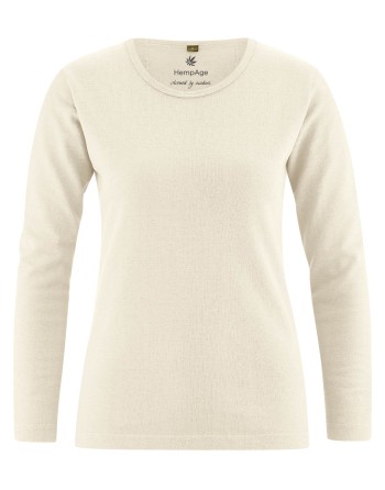Basic Langarmshirt Damen Hanf/Biobaumwolle Slim Fit - nature [47fa2cf60fe222d8a06e29abcade5246]