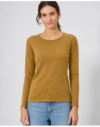 Basic Langarmshirt Damen Hanf/Biobaumwolle Slim Fit - peanut [1b2d7da0ce7c91a3fe66a7c7b1393545]