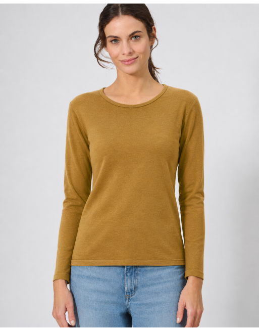 Basic Langarmshirt Damen Hanf/Biobaumwolle Slim Fit - peanut [1b2d7da0ce7c91a3fe66a7c7b1393545]