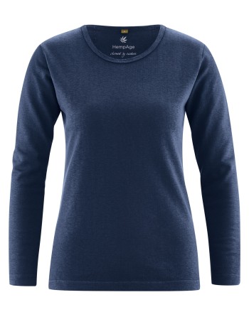 Basic Langarmshirt Damen Hanf/Biobaumwolle Slim Fit - navy [c8968c6d5550f1d11d6416e0d5837bb6]