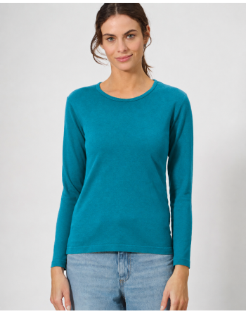 Basic Langarmshirt Damen Hanf/Biobaumwolle Slim Fit - lagoon [a26f8c406b1c016c6b7d7fd6b95acf29]