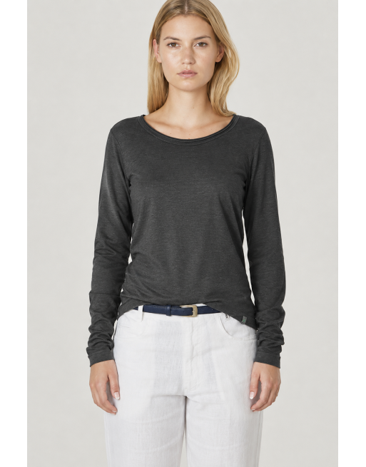 Luftiges Langarmshirt Damen Hanf/Biobaumwolle Normal Fit - black [fa063f766daa71ec570a62f47ef6047c]