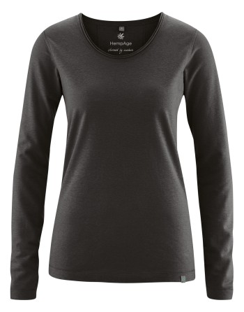 Luftiges Langarmshirt Damen Hanf/Biobaumwolle Normal Fit - black [548f8ac6f080e34198e7bb335a168885]