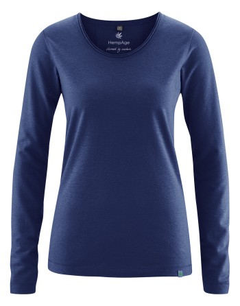 Luftiges Langarmshirt Damen Hanf/Biobaumwolle Normal Fit - night [c44a8313d515a5594105a3d7f5679736]