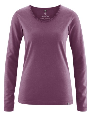 Luftiges Langarmshirt Damen Hanf/Biobaumwolle Normal Fit - purple [53e9145aabc89b312ddcc60d1c2fb6f9]