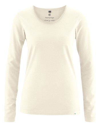Luftiges Langarmshirt Damen Hanf/Biobaumwolle Normal Fit - offwhite [5a09e423d45c837c261645c59ba2405d]