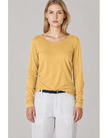 Luftiges Langarmshirt Damen Hanf/Biobaumwolle Normal Fit - dijon [36f408ff6c19e63a981b17847b0903b4]