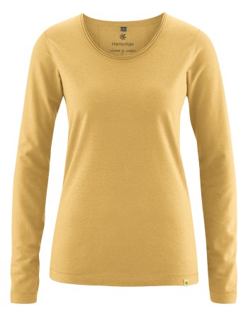 Luftiges Langarmshirt Damen Hanf/Biobaumwolle Normal Fit - dijon [0cbeb73477d6a6e133f60d54f64eb22b]