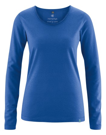 Luftiges Langarmshirt Damen Hanf/Biobaumwolle Normal Fit - royal [3f4244ef022f7535f04b0a99babec85e]
