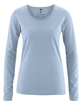 Luftiges Langarmshirt Damen Hanf/Biobaumwolle Normal Fit - smoke [93812d7e8447becd5efbc6807706cf25]
