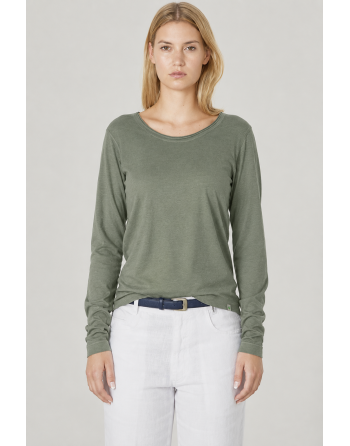 Luftiges Langarmshirt Damen Hanf/Biobaumwolle Normal Fit - moss [8ced613059f54698501731c286e2fff2]