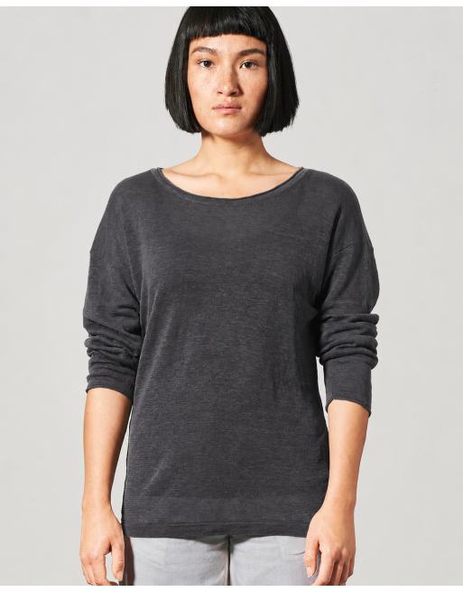 Luftiger Pullover aus 100% Hanf Damen Normal Fit - anthrazit [4517fa210bf27a43f0fc06af2e099093]