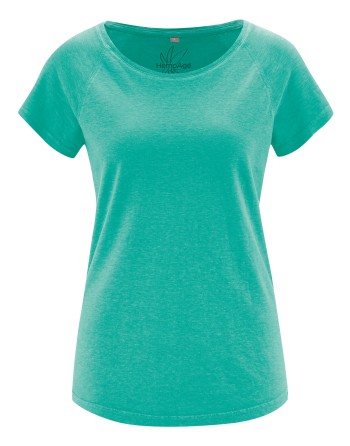 Raglan T-Shirt Hanf/Biobaumwolle Damen Normal Fit - emerald [13ed226927d91f961f77e84a3c83f843]