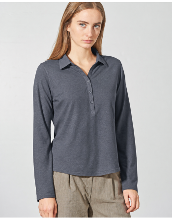 Sportliches Blusenshirt Hanf/Biobaumwolle Damen Normal Fit - dark [4656141c79377f052e27d08e84b29a6c]