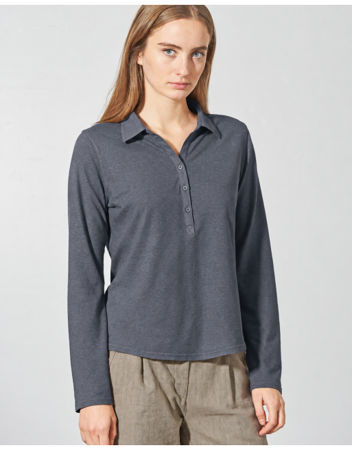 Sportliches Blusenshirt Hanf/Biobaumwolle Damen Normal Fit - dark [4656141c79377f052e27d08e84b29a6c]