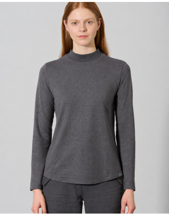 Langarmshirt mit Stehkragen Hanf/Biobaumwolle Damen Normal Fit - anthrazit [1e82f5d656bd587b3a557892caca23e4]