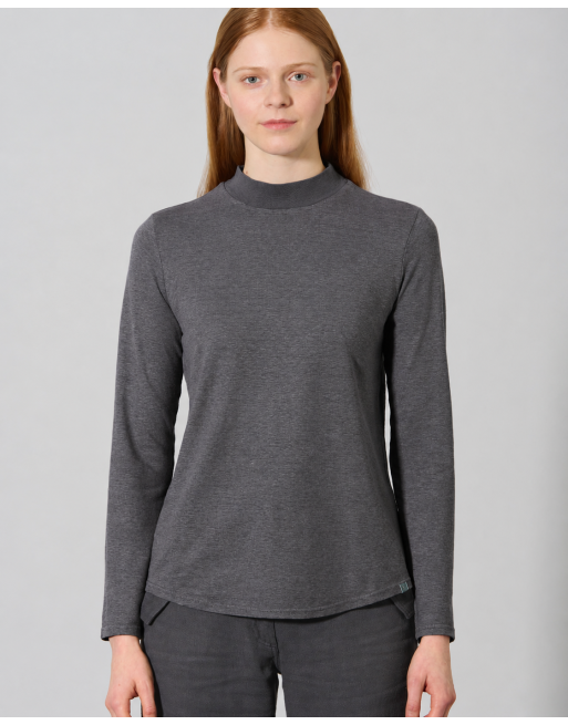 Langarmshirt mit Stehkragen Hanf/Biobaumwolle Damen Normal Fit - anthrazit [1e82f5d656bd587b3a557892caca23e4]