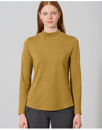 Langarmshirt mit Stehkragen Hanf/Biobaumwolle Damen Normal Fit - peanut [99260aca2e113a378403cdba602b9567]