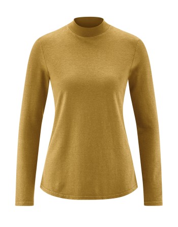 Langarmshirt mit Stehkragen Hanf/Biobaumwolle Damen Normal Fit - peanut [11fa77db8d3c1d12278a89fefb8cbb61]