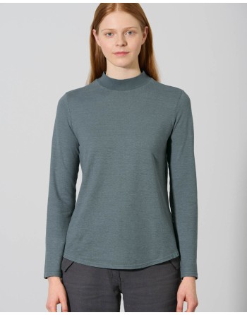 Langarmshirt mit Stehkragen Hanf/Biobaumwolle Damen Normal Fit - titan [c3fdc4b61e427da6c0710768cd02c955]