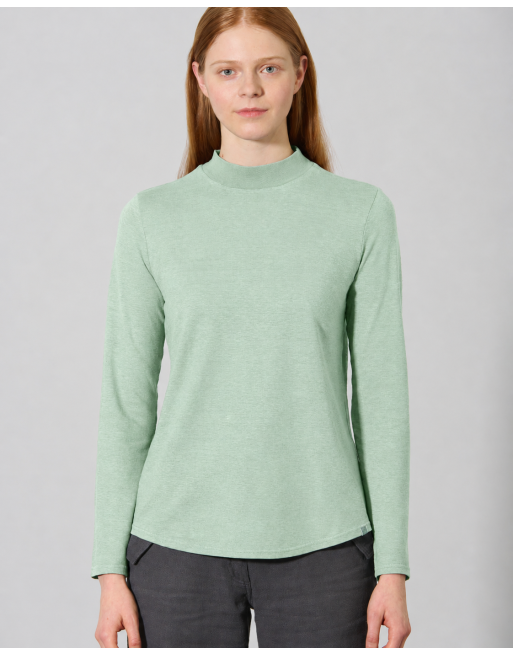 Langarmshirt mit Stehkragen Hanf/Biobaumwolle Damen Normal Fit - menta [168673a609e085822197f2abb7734ff5]