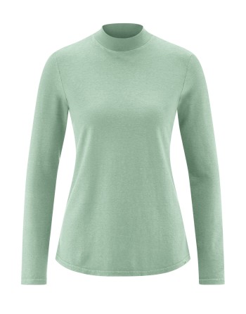 Langarmshirt mit Stehkragen Hanf/Biobaumwolle Damen Normal Fit - menta [c5fd78169807bc7db0db07c239bb4a0e]